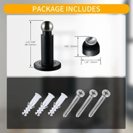 Door Stoppers – Heavy Duty Magnetic Door Stopper for Wall & Bottom of Door – Premium Adjustable Door Stop with Heavy-Duty Windproof Design, Constructed with SUS304 Stainless Steel (Black)