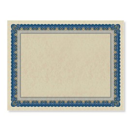 PaperDirect Pageantry Standard Certificate Paper, Blue and Gold Border, 8.5 x 11 Inch, 28lb Parchment Certificates and Awards Paper, 100 Count