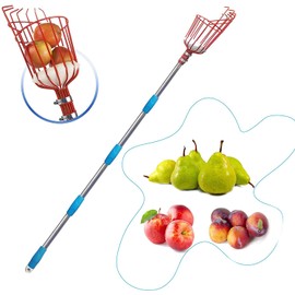 HOSKO 10FT Fruit Picker Tool, Lightweight High-Grade Stainless Steel Adjustable Fruit Picker with Metal Twist-on Basket, Suit for Apple Pear Cherry Mango Guava Orange Avocados Etc Fruit Picking