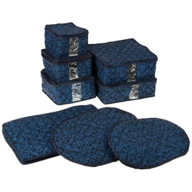 Homewear 8-Piece Hudson Damask China Storage Container Set, Navy