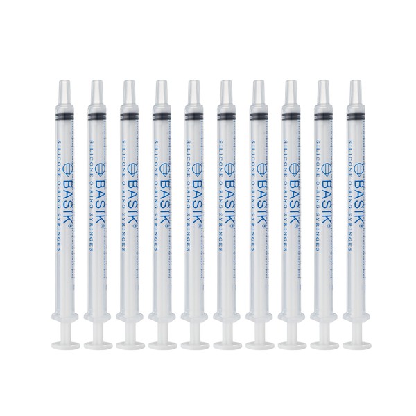 BASIK Silicone O Ring 1cc Feeding Syringe 10/Pack Caps Included