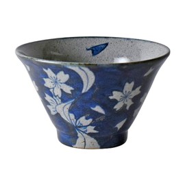 Hasamiyaki 18075 Rice Bowl, Flowy Cherry Blossom Pattern