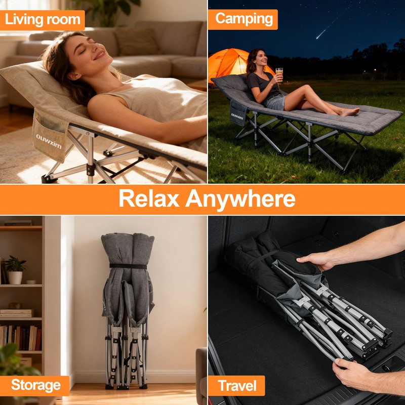Ouwxim Camping cots for Adults,Cots for Sleeping,Cushion and Pillow, Camping