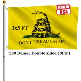 Hypoth Double Sided Gadsden Flag 3x5 Outdoor- UV Fade Resistant 3Ply Dont Tread On Me Flags Banner- Libertarian Flag Canvas Header with Powerful Snake
