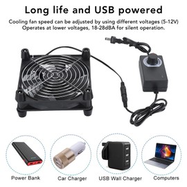 Computer Fan 140mm, Quiet Cooling Fan with Adjustable Speed, AC Plug for Replacement, Fan Replacement