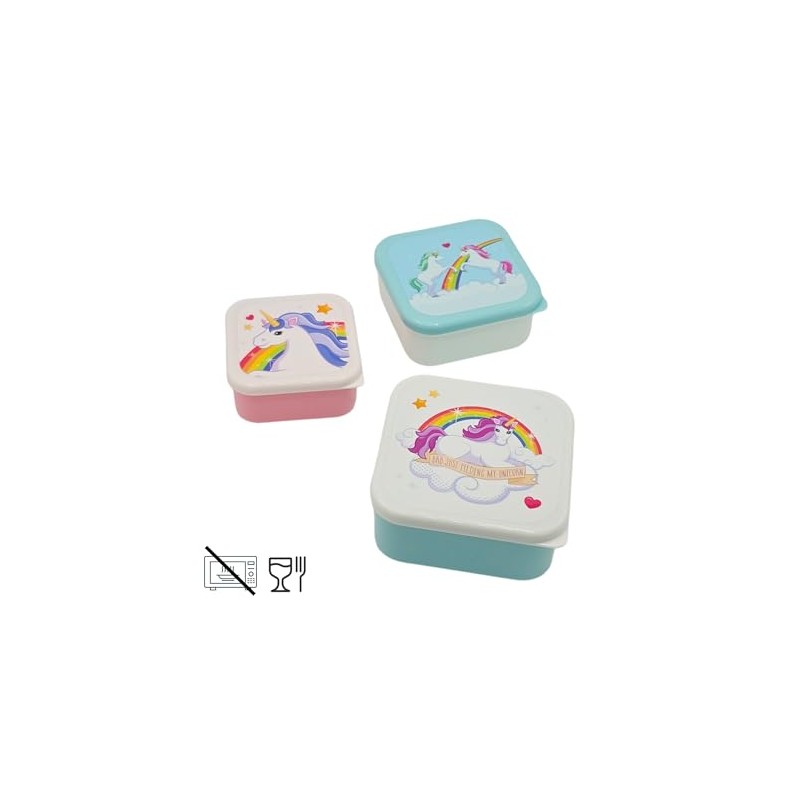 ARKRAFT Set of 3 Unicorn and Rainbow Prints Lunch Boxes