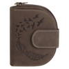 Harrys-Collection Half Round Women's Purse in Vintage Brown with Feather,