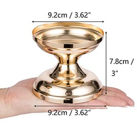 NUPTIO - Portavelas dorados para boda: 2 piezas, candelabro de pilar, soporte de pedestal, portavelas pequeño redondo de metal, candelabro votivo para mesa de comedor, sala de estar, manto de chimenea