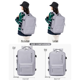 VGCUB Large Travel Backpack Bag for Women Men,Carry on Backpack,17 Inch Laptop Business Work Waterproof Backpack with Laptop Compartment,Person Item Flight Approved,Mochila de Viaje,Grey Large