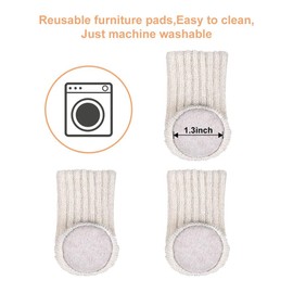 Ezprotekt 24 PCS Chair Socks High Elastic Floor Protectors Non Slip Chair Leg Feet Socks Covers Furniture Caps Set, Fit Diameter from 1" to 2",Knitted Furniture Pads, Beige