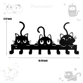 Framendino, Cat Key Holder Metal 8 Hooks Doorway Organizer for Wall Living Room Bedroom Housewarming Gifts
