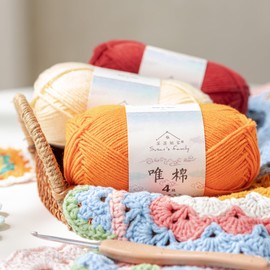 Susan's Family - 4 capas, 60% algodón, 40% hilo acrílico, suave y duradero, 5 x 50 g, 655 yardas para tejer y ganchillo, mantas de bebé, amigurumi, suéteres y más