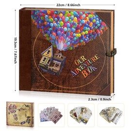 Adventure Book Travel Diary Photo Book,Scrapbook, Photo Album,Retro Style Travel Souvenir, Photobook,Guestbook DIY Anniversary Wedding Travel Writing Baby Friend Gift, Vintage Brown (Multicolored)