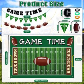 7 PCS Football Party Decorations Banner Football Backdrop Football Theme Triangle Flags Banner for Birthday Party Decorations