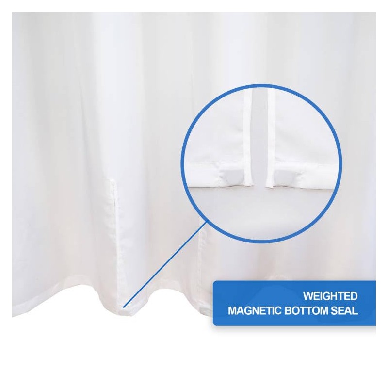 YISURE Split Shower Curtain for Bath Sliding Transfer Bench, White
