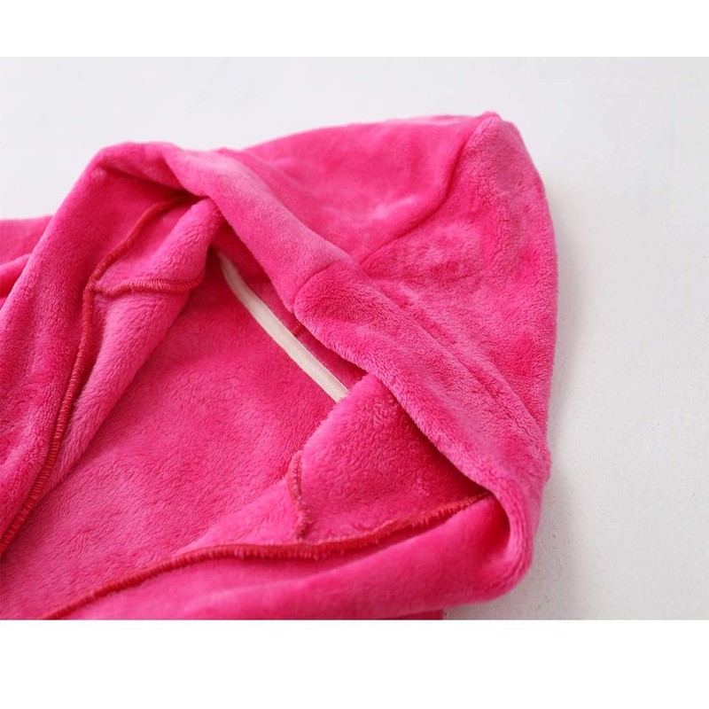 Girls Fleece Hooded Robes, Warm Printed Bath Robe for Kids