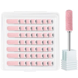 SALVMARY Sanding Bands for Nail Drill with 3.1MM Mandrel Bit Set, 180 Fine Grit Small Nail Files Sanding Band for Acrylic Nails Gel Manicure and Pedicure 50 Pcs, Pink