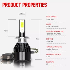 CHUSYYRAY Combo 6000K LED Headlight H7+H11+H11 High+Low Beam+Fog Light Bulbs 3 Sets