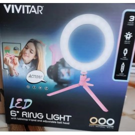 Vivitar NEW Vivitar 6" Ring Light Table Top Tripod adjustable Photo Wire Controller