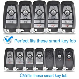 Happtoy Heavy Metal Key Fob Cover for Ford,Key Fob Cover Case Protector Compatible with Ford Explorer Fusion Escape Edge Expedition F150 F250 F350 F450 F550 Maverick Mustang 3/4/5 Buttons(A-Silvery)
