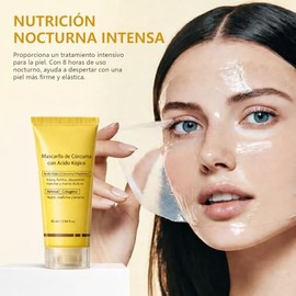Mascarilla Nocturna Iluminadora con Crcuma, Vitamina C, cido Kjico, Retinol, Colgeno, Ayuda a Unificar el Tono y Mejorar la Apariencia de la Piel,... 