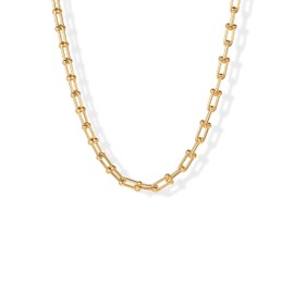 PAVOI 14K Gold Plated Paperclip Chain Link Necklace for Women | Adjustable Trendy Chain Necklace, Yellow Gold, No Gemstone