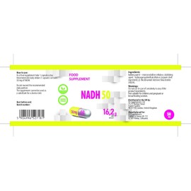 NADH 50 mg 60 Vegan Capsules, Laboratory Tested, High Dosage, Non-GMO