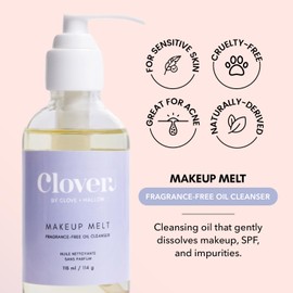 Clover Makeup Melt Milky Cleansing Oil | Gentle Makeup Removal, Skin-Friendly Formula and Residue-Free Rinse | Cruelty-Free & Vegan Face Oil - 118 ml