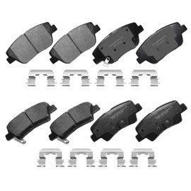 YxpBrake Front Rear Ceramic Brake Pads with Hardware Fit for Hyundai Sonata 2011 2012 2013 2014 2015, Kia Optima 2011 2012 2013 2014 2015