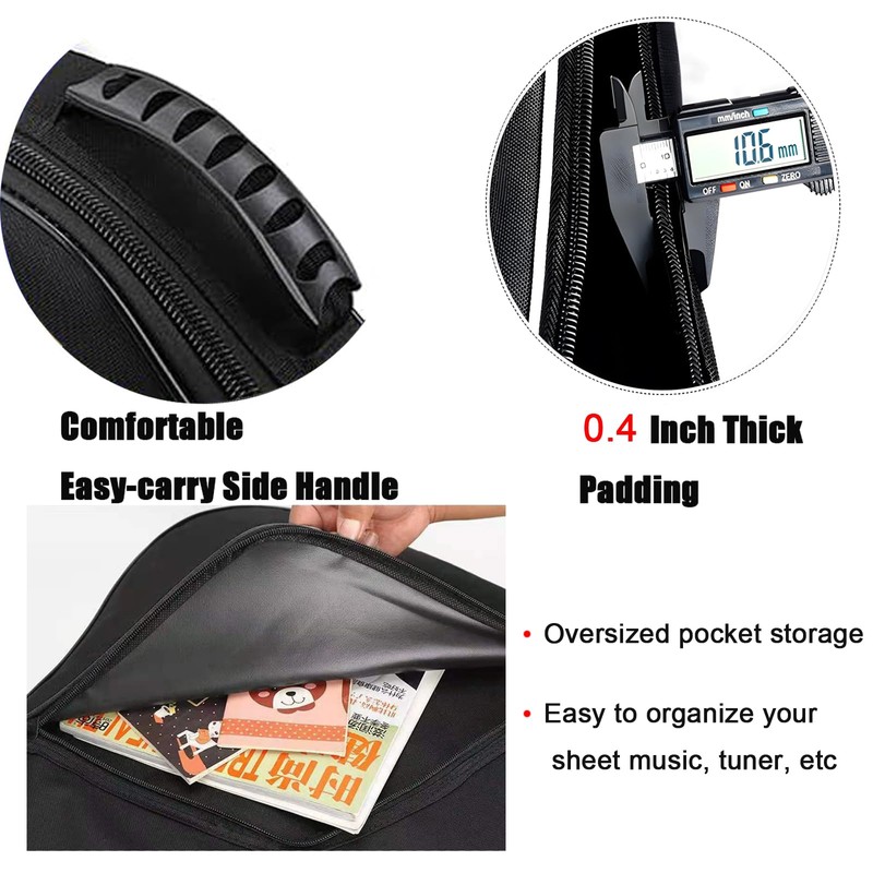 TBACW Bass Guitar Case Gig Bag, 0.4" Thick Padding