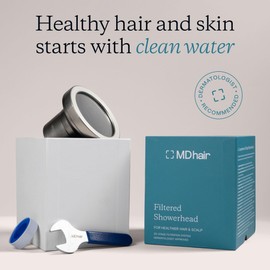 MDhair Filtered Shower Head for Healthier Hair & Skin – Removes Chlorine & Heavy Metals, High Pressure Shower Head Filter for Hard Water, Dermatologist-Formulated Water Softener for Hard Water