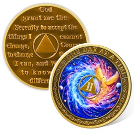 Phoenix Rebirth 2 Year Sobriety Coin, Affirmation AA Coins, Addiction Recovery Two Year Sober Coin, Celebrating Recovery Anniversary Token, AA Sobriety Gifts for Men Women