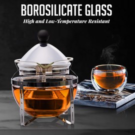 OVENTE Glass Teapot with Removable Stainless-Steel Infuser for Blooming Tea and Loose Leaf, 17oz Borosilicate Glass Tea Maker Perfect for Personal and Everyday Use, Clear FGH17T