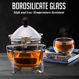 OVENTE Glass Teapot with Removable Stainless-Steel Infuser for Blooming Tea and Loose Leaf, 17oz Borosilicate Glass Tea Maker Perfect for Personal and Everyday Use, Clear FGH17T