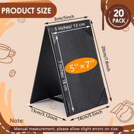 Gerrii Leatherette Table Tents Black PU Leather Menu Covers Bulk Double Sided Frame Sign Holders 2 Side Drink Dessert Menu Folders for Restaurant Coffee Cafe Bar Wedding Supplies(20 Pack,5 x 7 Inch)