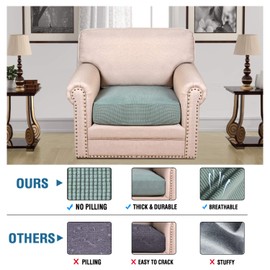H.VERSAILTEX - Fundas de cojín de asiento individual de alta elasticidad, fundas de cojín de sofá con tela de sarga texturizada jacquard (1 paquete para 1 silla de cojín, salvia, S)