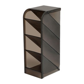 Pen Holder for Desk, 4 Compartment Pencil Organizer Tiered Vanity Countertop Makeup Brush Desktop Storage Rack, Plastic Angled Storage Organizer for Pen Makeup Brush (Black)