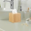 Relaxdays Kosmetiktücherbox quadratisch, Taschentuchbox Holz, Kosmetikbox Bambus, Tücherbox, HBT: 14