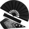 Blulu Large Chinese Folding Fans for Line Dancing with Bandanas