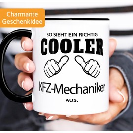 So sieht ein richtig ein richtig cooler KFZ-Mechaniker aus Tasse Berufufe MoonWorks® Black One Size