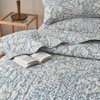 DURLENGEN Bluish Grey Botanical Quilt Set Queen Size 3Pcs, Bluish