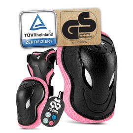 99FLIPS Knee Pads Children 3 Years with GS [Set of 6] Grind - XS Pink - Ice Skates Children's Stunt Scooter - Knee Pads Protectors Children with Knee and Elbow Pads - Ice Skates Children