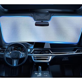 LEIVESTE -Auto Windschutzscheibe, Sonnenschutz Für Auto Innenraum Faltbar Mit Gummibändern und Saugnäpfen, Auto-Sonnenschutz gegen UV-Strahlen, Sonnenschutz für Maschine (Medium)