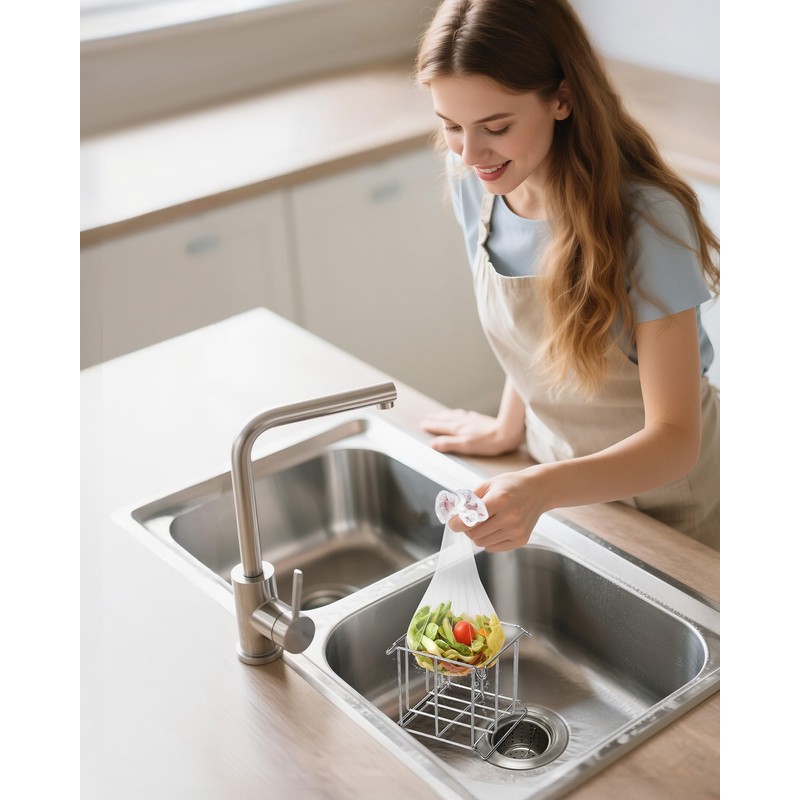 KONE Kitchen Sink Strainer Mesh Bag- 200 PCS Large Disposable