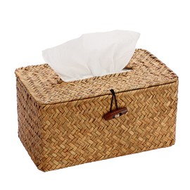 Sumnacon Tissue Box Cover Large Rectangle Tissue Box Seagrass Tissue Box Holder Woven Tissue Holder Decorative Tissue Cover for Bathroom Tissue Box Cover Rectangular for Home Office Table Coffee