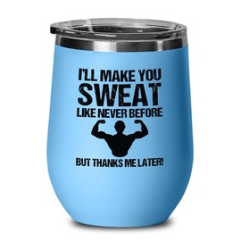 Personal Trainer Blue Edition Wine Tumbler 12oz - Make You Sweat - Fitness Instructor Workout Coach Exercise Lover Cardio Lover Gym Coach