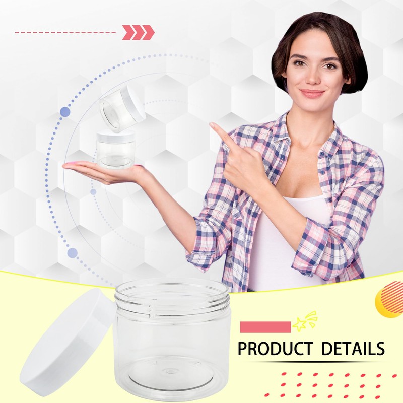 30 Pcs 10 oz Plastic Jars with Lids Wide Mouth