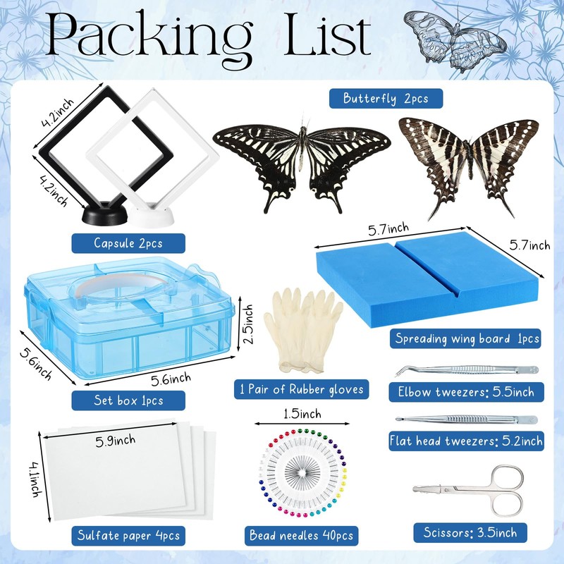 DoubleFill Insect Specimen Tools Kit Butterfly Specimen for Classroom Teaching
