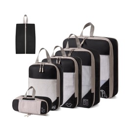 Juego de 6 bolsas organizadoras de viaje con compresión, Organizadores de Viaje para Equipaje con Doble Cierre, Ahorra 50% de Espacio, Impermeable Org