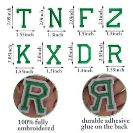 J.CARP 104Pcs Green Alphabet A to Z Patches, Iron on Sew on Letters for Clothing, Hats, Shoes, Backpacks, Handbags, Jeans, Jackets etc.